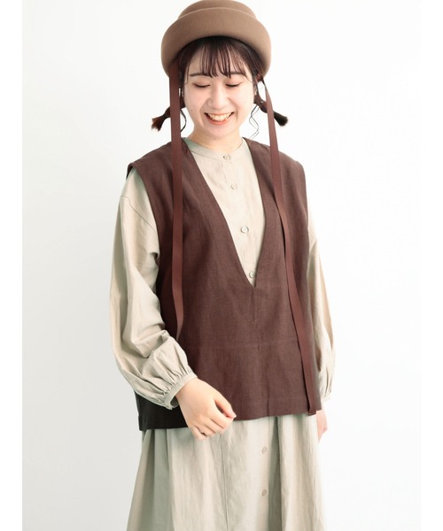 Samansa Mos2（サマンサ モスモス）の「プルオーバーベスト（ベスト・レディース・キナリ/ブラック/ブラウン・ﾌﾘ-）」の5枚目の写真