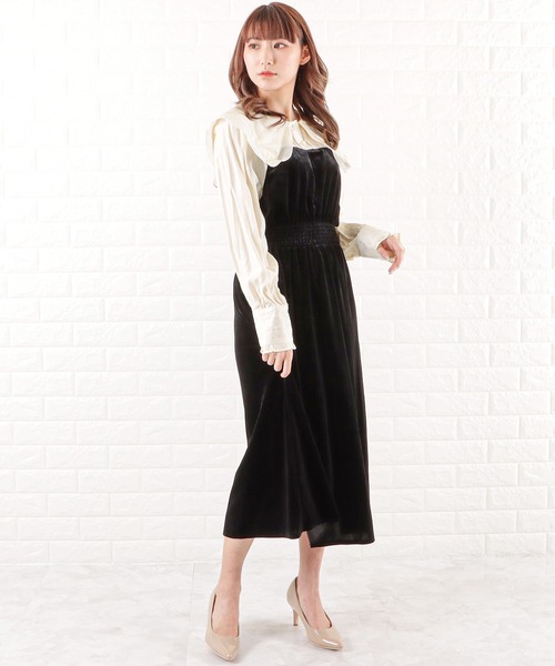 Lace Ladies(レースレディース)の「フリルビッグカラーワンピース(ワンピース・レディース・ブラック・L/M/XL/S)」の2枚目の写真