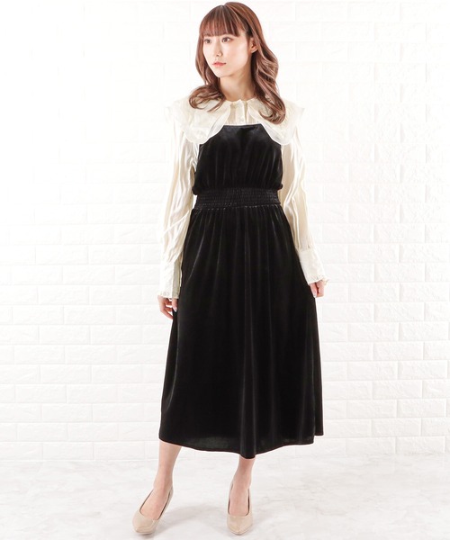 Lace Ladies(レースレディース)の「フリルビッグカラーワンピース(ワンピース・レディース・ブラック・L/M/XL/S)」の3枚目の写真