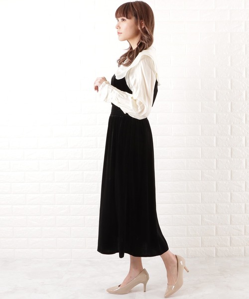 Lace Ladies(レースレディース)の「フリルビッグカラーワンピース(ワンピース・レディース・ブラック・L/M/XL/S)」の4枚目の写真