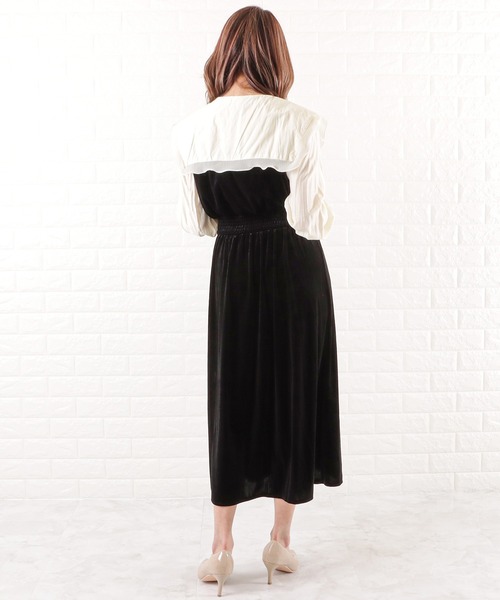Lace Ladies(レースレディース)の「フリルビッグカラーワンピース(ワンピース・レディース・ブラック・L/M/XL/S)」の6枚目の写真