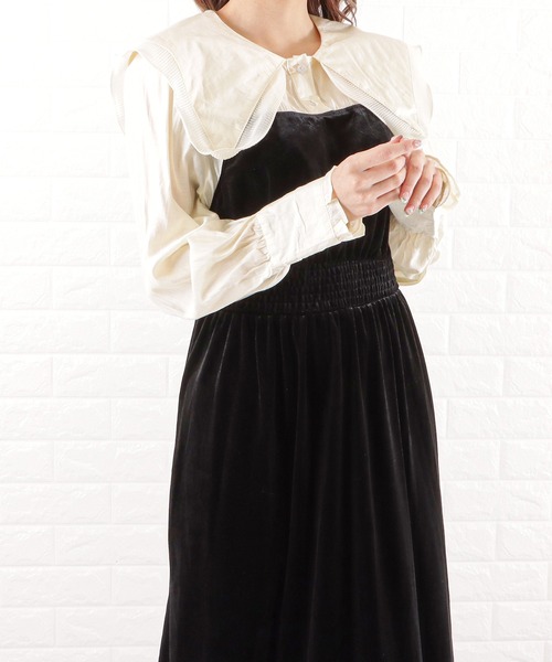 Lace Ladies(レースレディース)の「フリルビッグカラーワンピース(ワンピース・レディース・ブラック・L/M/XL/S)」の7枚目の写真