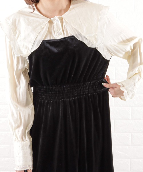 Lace Ladies(レースレディース)の「フリルビッグカラーワンピース(ワンピース・レディース・ブラック・L/M/XL/S)」の9枚目の写真