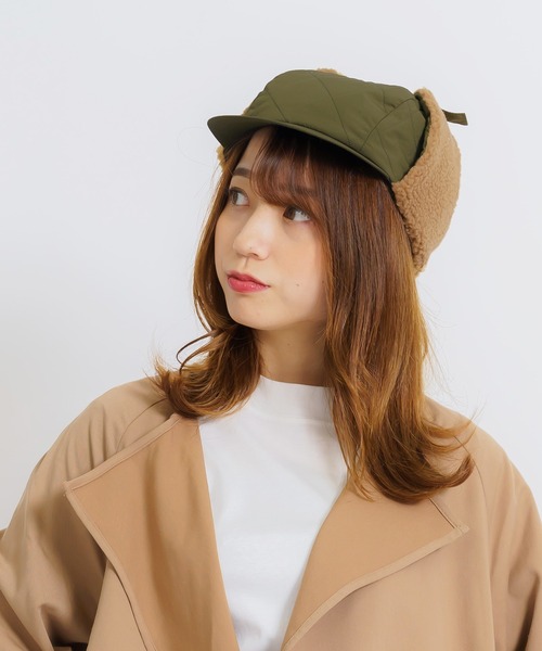 FUNALIVE(ファンアライブ)の「joujoulier キルティング×ボア フライトキャップ(キャップ・レディース・ブラウン/グリーン/ブラック・FREE)」の1枚目の写真