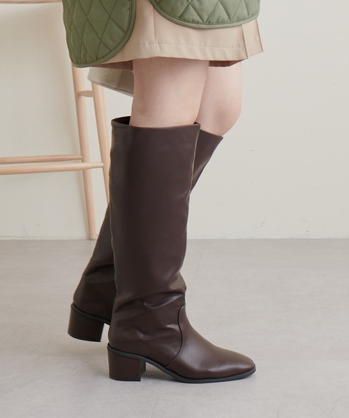 natural couture（ナチュラルクチュール）の「ヒール付きロングブーツ（ブーツ・レディース・ブラック/ブラウン・SMALL/MEDIUM/LARGE）」の8枚目の写真