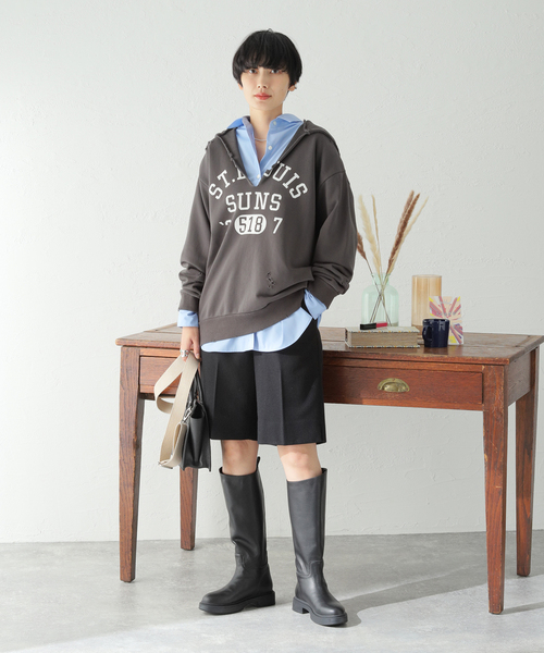 JOURNAL STANDARD（ジャーナルスタンダード）の「ウールミックスハーフパンツ（その他パンツ・レディース・チャコールグレー/ブラック/タン・38/36）」の4枚目の写真