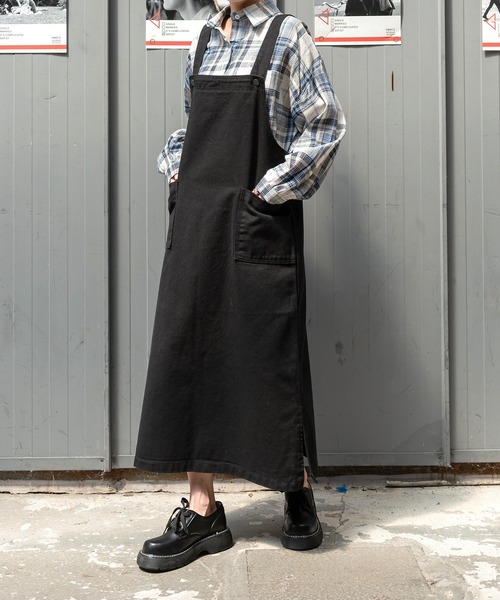 セール Hラインのデニムロングサスペンダーワンピース ワンピース Une Mansion ユヌマンション のファッション通販 Zozotown