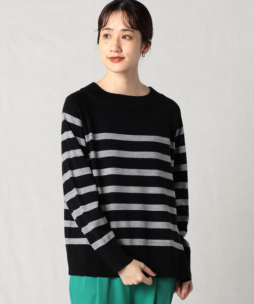 Comme　Ca　Mature（コムサマチュア）の「ボーダーニット（ニット/セーター・レディース・ブラック/ダークブラウン/ホワイト×ネイビー・FREE）」の3枚目の写真