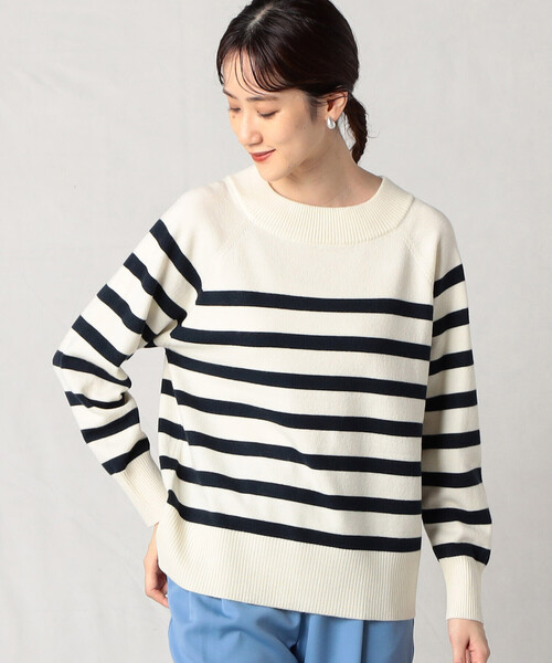 Comme　Ca　Mature（コムサマチュア）の「ボーダーニット（ニット/セーター・レディース・ブラック/ダークブラウン/ホワイト×ネイビー・FREE）」の16枚目の写真