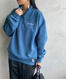 【WEB限定】[BEN DAVIS/ベンデイビス] ワンポイントロゴ刺繍 ヘビーウェイトハーフジップスウェット