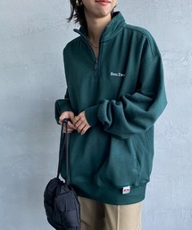 【WEB限定】[BEN DAVIS/ベンデイビス] ワンポイントロゴ刺繍 ヘビーウェイトハーフジップスウェット