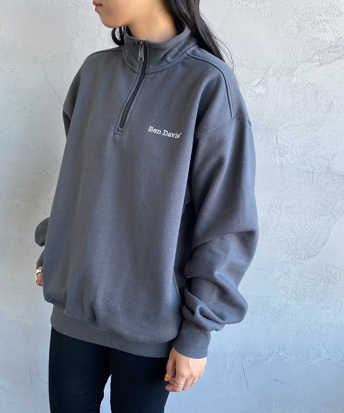BEN DAVIS（ベンデイビス）の「【WEB限定】[BEN DAVIS/ベンデイビス] ワンポイントロゴ刺繍 ヘビーウェイトハーフジップスウェット（スウェット・レディース・ブラウン/チャコール/ダークグリーン/オフホワイト/ブルー・XL/M/L）」の14枚目の写真