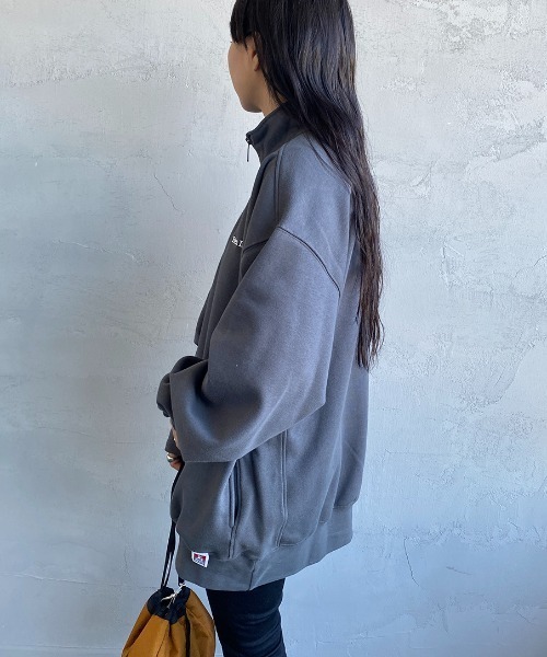 BEN DAVIS（ベンデイビス）の「【WEB限定】[BEN DAVIS/ベンデイビス] ワンポイントロゴ刺繍 ヘビーウェイトハーフジップスウェット（スウェット・レディース・ブラウン/チャコール/ダークグリーン/オフホワイト/ブルー・XL/M/L）」の13枚目の写真