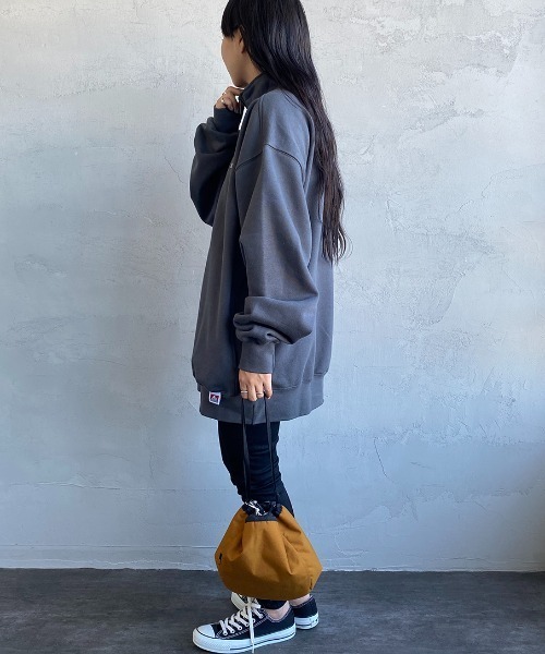 BEN DAVIS（ベンデイビス）の「【WEB限定】[BEN DAVIS/ベンデイビス] ワンポイントロゴ刺繍 ヘビーウェイトハーフジップスウェット（スウェット・レディース・ブラウン/チャコール/ダークグリーン/オフホワイト/ブルー・XL/M/L）」の10枚目の写真