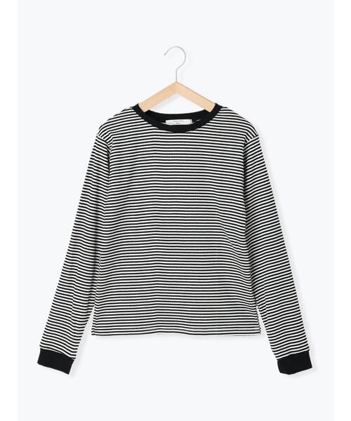 Samansa Mos2 blue（サマンサモスモスブルー）の「テレコボーダープルオーバー（Tシャツ/カットソー・レディース・ベージュ/オフホワイト/グリーン・MEDIUM/LARGE）」の2枚目の写真