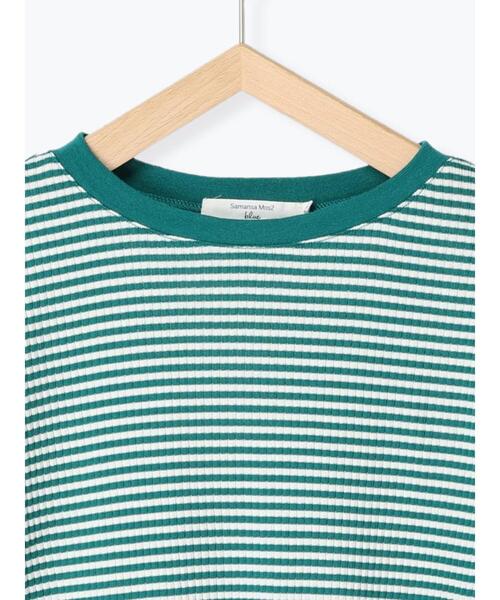 Samansa Mos2 blue（サマンサモスモスブルー）の「テレコボーダープルオーバー（Tシャツ/カットソー・レディース・ベージュ/オフホワイト/グリーン・MEDIUM/LARGE）」の6枚目の写真