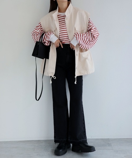 andme(アンドミー)の「ミリタリーベスト(ベスト・レディース・ブラック/アイボリー/ベージュ/カーキ・M)」の7枚目の写真