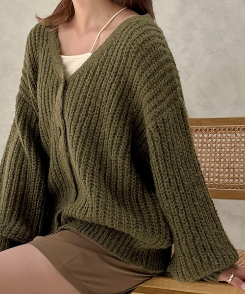 apres jour clair（アプレジュールクレア）の「【apres jour clair】起毛片畦ニットカーディガン【ZOZOTOWN限定アイテム】（カーディガン/ボレロ・レディース・アイボリー/ダークブラウン/ベージュ/オレンジ/カーキ・フリー/X-LARGE）」の4枚目の写真