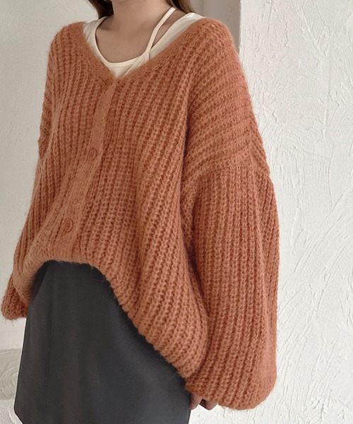 apres jour clair（アプレジュールクレア）の「【apres jour clair】起毛片畦ニットカーディガン【ZOZOTOWN限定アイテム】（カーディガン/ボレロ・レディース・アイボリー/ダークブラウン/ベージュ/オレンジ/カーキ・フリー/X-LARGE）」の5枚目の写真