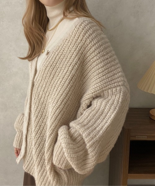 apres jour clair（アプレジュールクレア）の「【apres jour clair】起毛片畦ニットカーディガン【ZOZOTOWN限定アイテム】（カーディガン/ボレロ・レディース・アイボリー/ダークブラウン/ベージュ/オレンジ/カーキ・フリー/X-LARGE）」の21枚目の写真