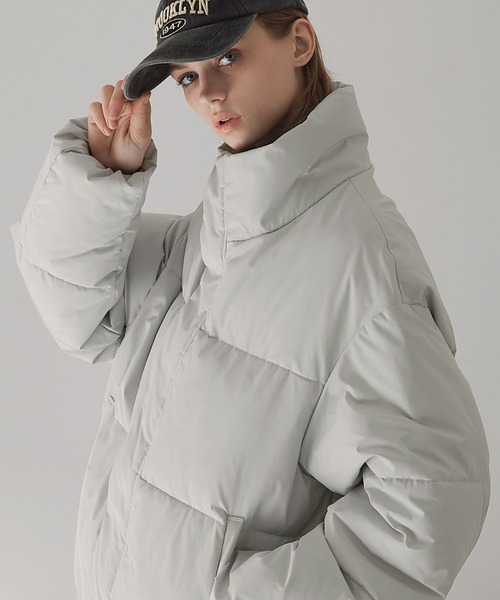 EMMA CLOTHES(エマクローズ)の「ボリュームスタンドパディングジャケット(ダウンジャケット/コート・メンズ・チャコール/ブラック/アッシュブラウン/アイボリー/ブラウン系/ライトグレー/ダークブラウン/ブラック系・S/M/L)」の15枚目の写真