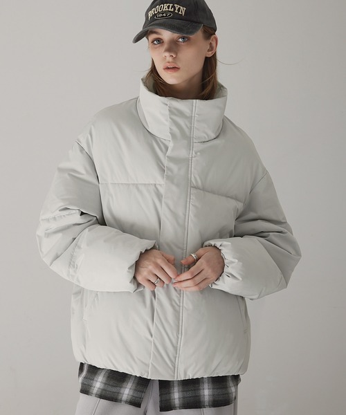 EMMA CLOTHES(エマクローズ)の「ボリュームスタンドパディングジャケット(ダウンジャケット/コート・メンズ・チャコール/ブラック/アッシュブラウン/アイボリー/ブラウン系/ライトグレー/ダークブラウン/ブラック系・S/M/L)」の16枚目の写真