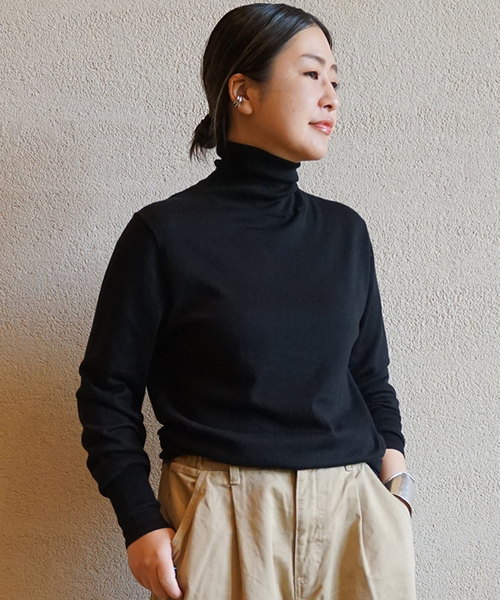 JOURNAL STANDARD LUXE（ジャーナルスタンダード　ラックス）の「C/Si/Caテンジクタートルネックプルオーバー（ニット/セーター・レディース・ブラック/ホワイト/グリーン/イエロー・FREE）」の5枚目の写真