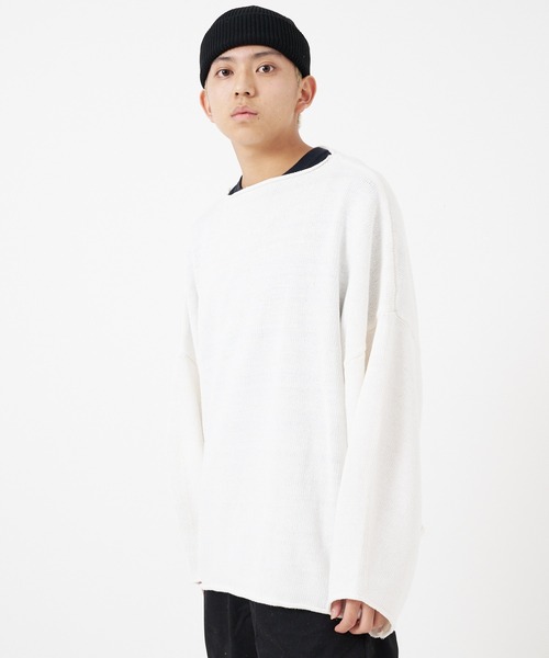 CORISCO（コリスコ）の「ニット カットオフBIGロンTEE(M1)（ニット/セーター・メンズ・オレンジ/アイボリー/ダークグリーン/ブラック/パープル・MEDIUM/LARGE/X-LARGE）」の2枚目の写真