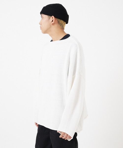 CORISCO（コリスコ）の「ニット カットオフBIGロンTEE(M1)（ニット/セーター・メンズ・オレンジ/アイボリー/ダークグリーン/ブラック/パープル・MEDIUM/LARGE/X-LARGE）」の7枚目の写真