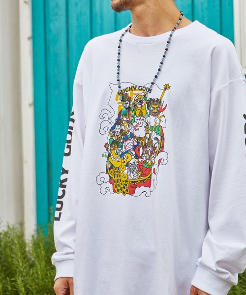 チャイハネ（チャイハネ）の「【チャイハネ】LUCKY GODS 福神ズMEN'SロンT（Tシャツ/カットソー・メンズ・ホワイト/ブラック・M/L）」の5枚目の写真