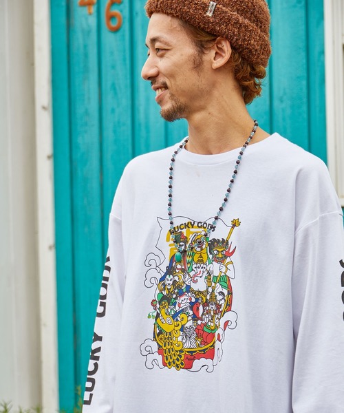 チャイハネ（チャイハネ）の「【チャイハネ】LUCKY GODS 福神ズMEN'SロンT（Tシャツ/カットソー・メンズ・ホワイト/ブラック・M/L）」の9枚目の写真