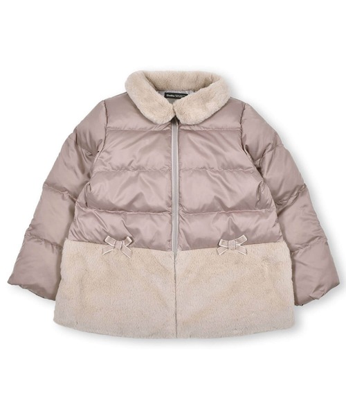 BeBe（ベベ）の「BeBe/シャイニータフタファー切替中綿コート(90~150cm)（その他アウター・キッズ・ベージュ・100/90/150/110/130/120/140）」の7枚目の写真