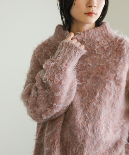 select MOCA（セレクトモカ）の「プチハイネックシャギーニット（ニット/セーター・レディース・ベージュ/ピンク・FREE）」の9枚目の写真