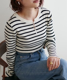 再販売/パール付き2WAYリブニット