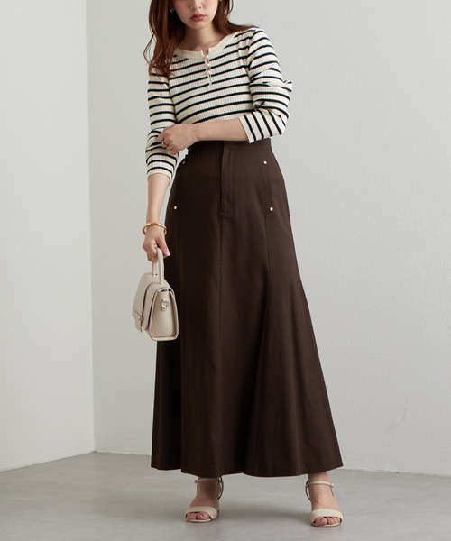 natural couture(ナチュラルクチュール)の「再販売/パール付き2WAYリブニット(ニット/セーター・レディース・チャコールグレー/オフホワイト/その他1・FREE)」の12枚目の写真