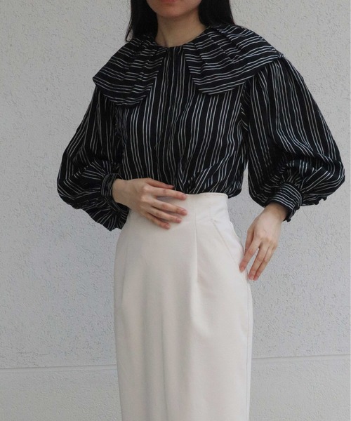 KOH.style（コースタイル）の「ギャザー襟デザインブラウス（シャツ/ブラウス・レディース・ストライプ/オフホワイト・FREE）」の9枚目の写真