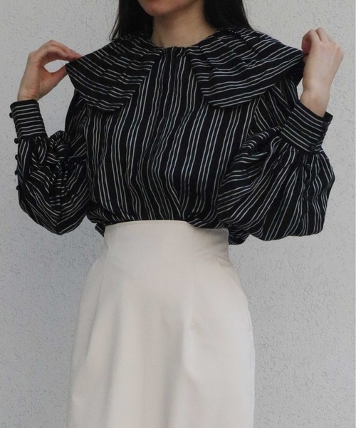 KOH.style（コースタイル）の「ギャザー襟デザインブラウス（シャツ/ブラウス・レディース・ストライプ/オフホワイト・FREE）」の7枚目の写真