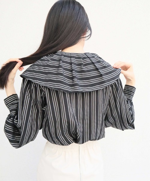 KOH.style（コースタイル）の「ギャザー襟デザインブラウス（シャツ/ブラウス・レディース・ストライプ/オフホワイト・FREE）」の12枚目の写真