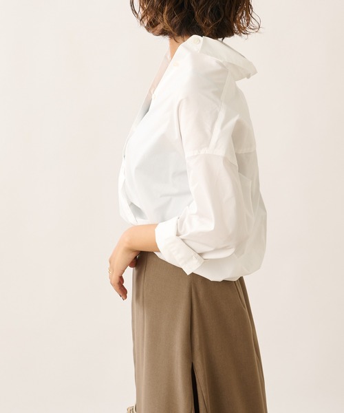 OUVRAGE CLASSE(ウヴラージュクラス)の「ストレッチカシュクールシャツ(シャツ/ブラウス・レディース・サックスブルー/ストライプ/ホワイト・FREE)」の6枚目の写真