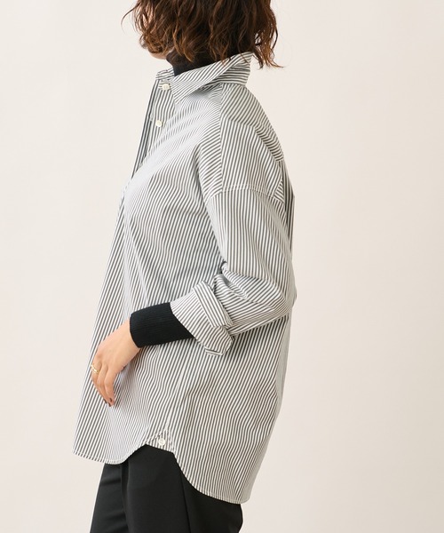 OUVRAGE CLASSE(ウヴラージュクラス)の「ストレッチカシュクールシャツ(シャツ/ブラウス・レディース・サックスブルー/ストライプ/ホワイト・FREE)」の8枚目の写真