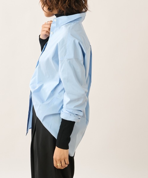 OUVRAGE CLASSE(ウヴラージュクラス)の「ストレッチカシュクールシャツ(シャツ/ブラウス・レディース・サックスブルー/ストライプ/ホワイト・FREE)」の14枚目の写真
