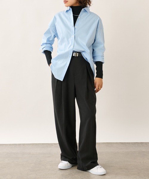 OUVRAGE CLASSE(ウヴラージュクラス)の「ストレッチカシュクールシャツ(シャツ/ブラウス・レディース・サックスブルー/ストライプ/ホワイト・FREE)」の17枚目の写真