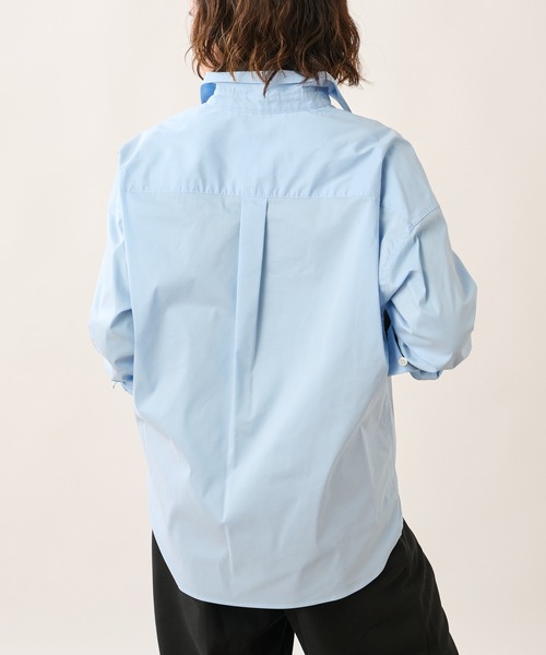 OUVRAGE CLASSE(ウヴラージュクラス)の「ストレッチカシュクールシャツ(シャツ/ブラウス・レディース・サックスブルー/ストライプ/ホワイト・FREE)」の15枚目の写真