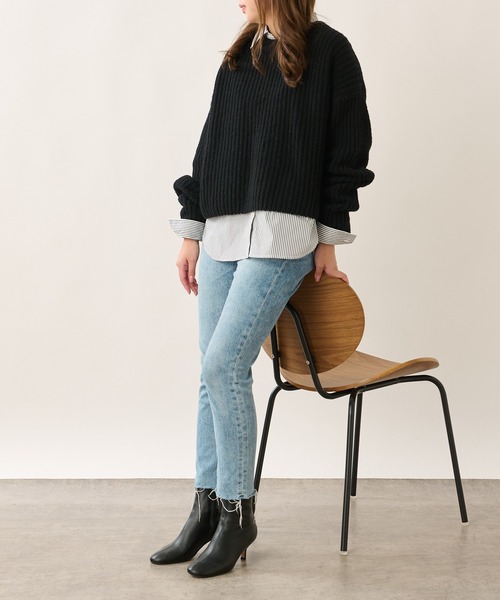 OUVRAGE CLASSE(ウヴラージュクラス)の「ストレッチカシュクールシャツ(シャツ/ブラウス・レディース・サックスブルー/ストライプ/ホワイト・FREE)」の12枚目の写真
