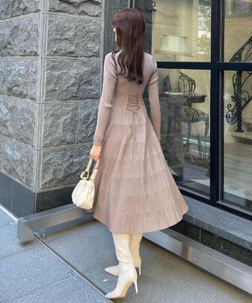 Grand table バックレース ニットワンピース EIMY ISTOIRE エイミーイストワール eimy istoire バックレースアップ