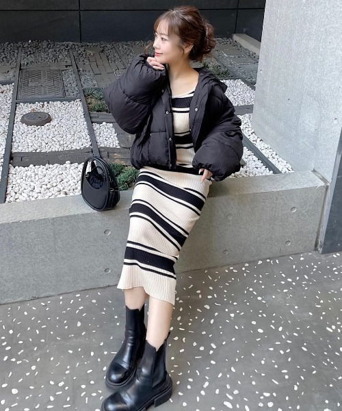 ROYAL PARTY（ロイヤルパーティー）の「【ZOZO限定】フード付パフィージャケット（その他アウター・レディース・ブラック/ベージュ・FREE）」の12枚目の写真