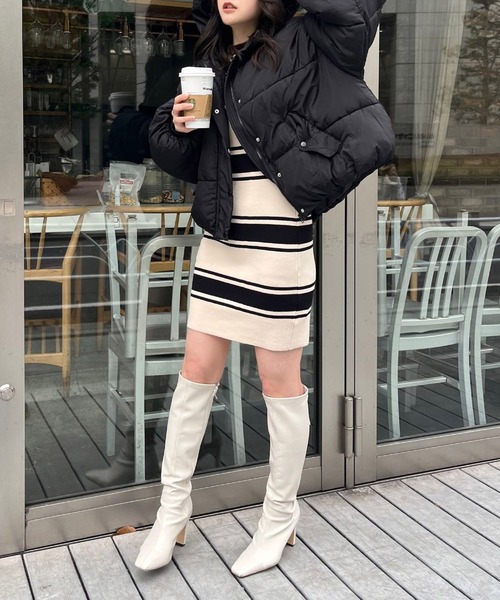 ROYAL PARTY（ロイヤルパーティー）の「【ZOZO限定】フード付パフィージャケット（その他アウター・レディース・ブラック/ベージュ・FREE）」の4枚目の写真