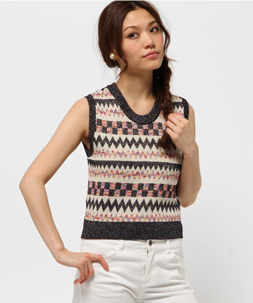 ROSE BUD（ローズバッド）の「LK-15156 C/N SLV-LESS TOP（ニット/セーター・レディース・グレー/アイボリー・ONE SIZE）」の2枚目の写真