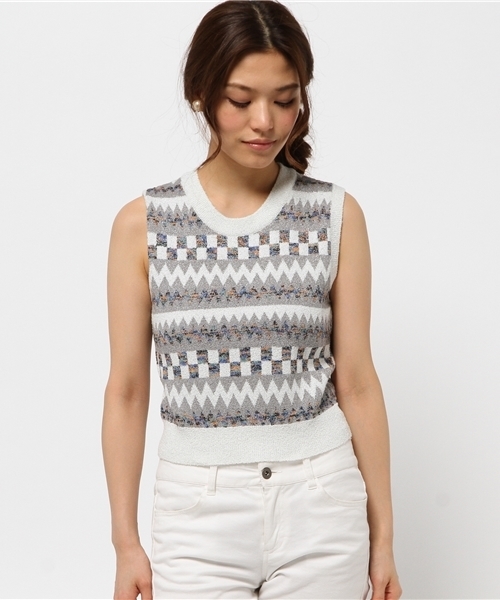 ROSE BUD（ローズバッド）の「LK-15156 C/N SLV-LESS TOP（ニット/セーター・レディース・グレー/アイボリー・ONE SIZE）」の3枚目の写真