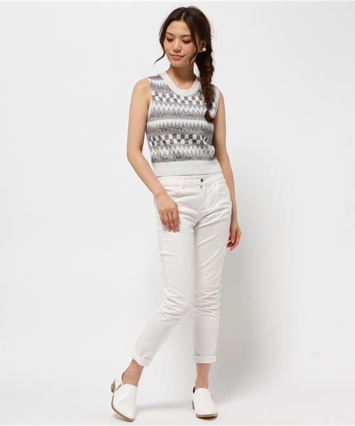 ROSE BUD（ローズバッド）の「LK-15156 C/N SLV-LESS TOP（ニット/セーター・レディース・グレー/アイボリー・ONE SIZE）」の9枚目の写真